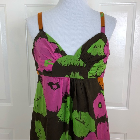 Milly of New York Brown Floral Silk Dress - Picture 3 of 6
